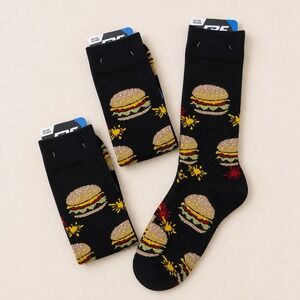 FBF Foodcore Cheeseburger Crew Socks Unisex OSFM 3 Pair Pack Novelty Kitsch Camp
